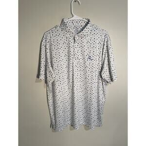 Rhoback Barstool Golf Polo Shirt Mens L White Paw Print Performance Stretch